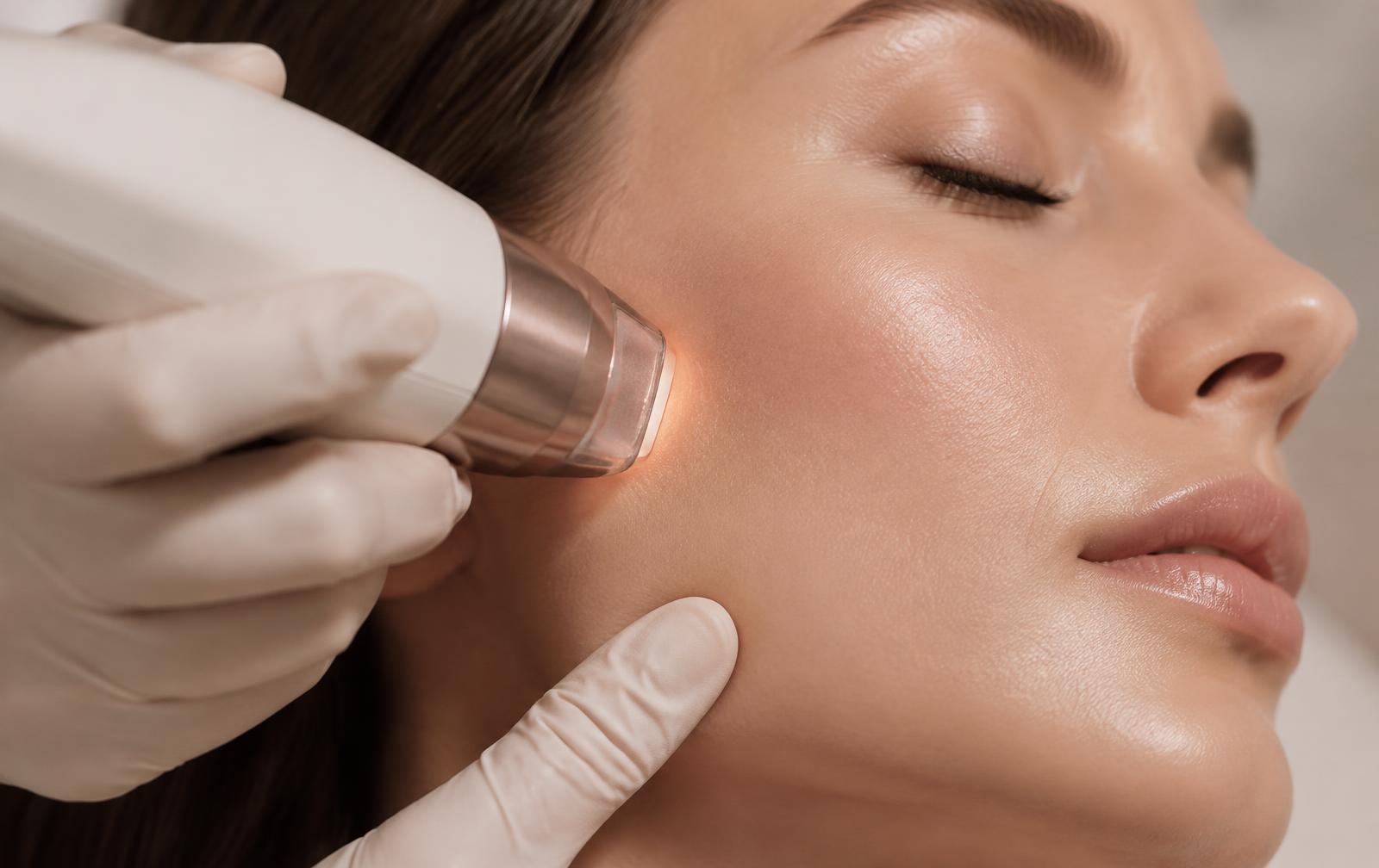 Close-up laser skin treatment